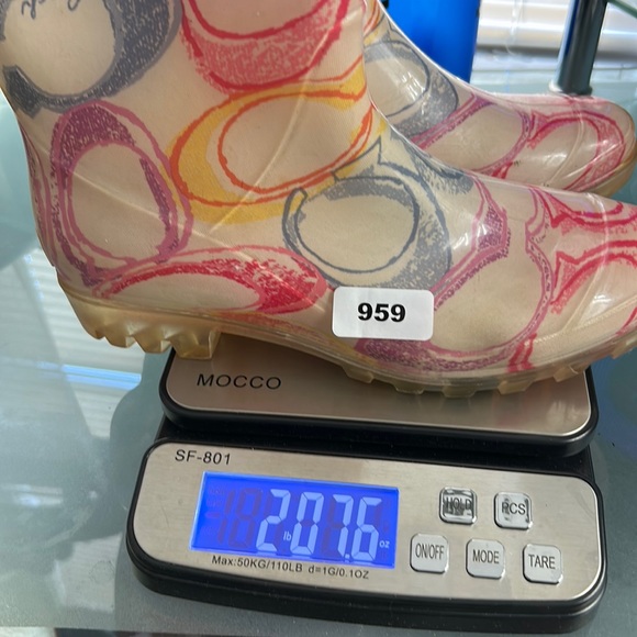 COACH PIXY DREAM MULTI COLOR RUBBER RAIN BOOT WOMEN SIZE 8 PINK PURPLE ORANGE - Picture 9 of 9